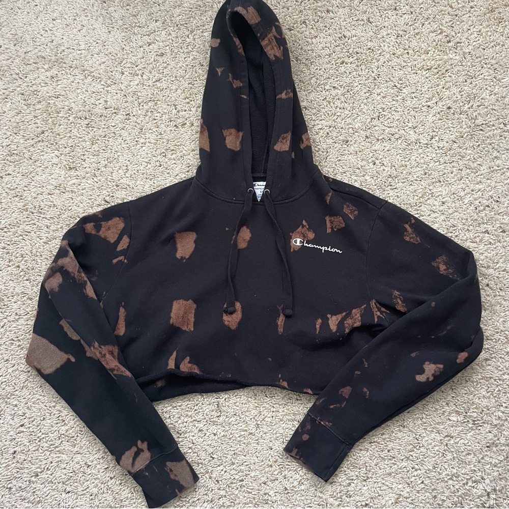 champion acid wash cropped sweatshirt hoodie!